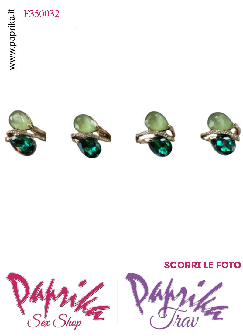Anello Metallo Elasticizzato Due Strass Goccia Colori Chiari Grandi Anello Metallo Elasticizzato Due Strass Goccia Colori Chiari Grandi