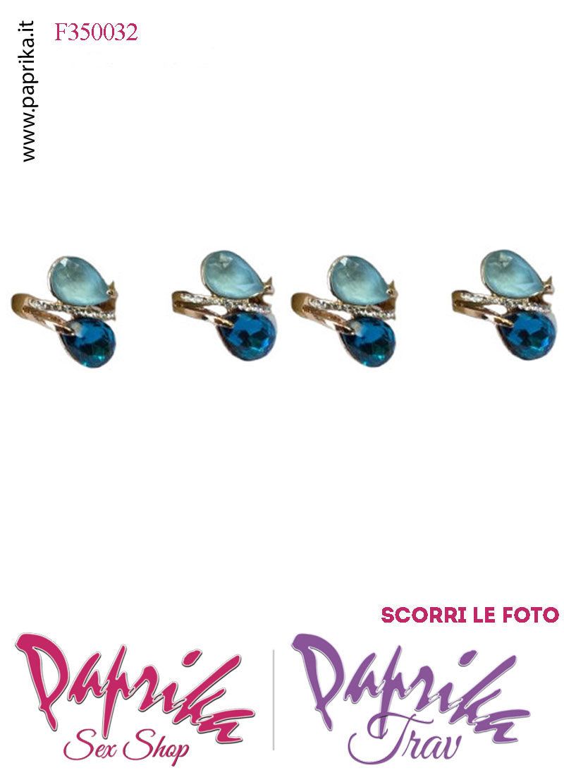 Anello Metallo Elasticizzato Due Strass Goccia Colori Chiari Grandi Anello Metallo Elasticizzato Due Strass Goccia Colori Chiari Grandi