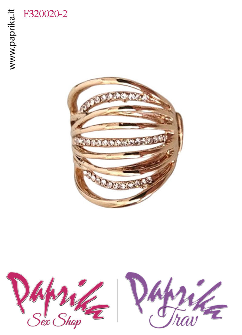 Anello Metallo Elasticizzato 3 File Piccoli Strass 6 File Metallo Anello Metallo Elasticizzato 3 File Piccoli Strass 6 File Metallo