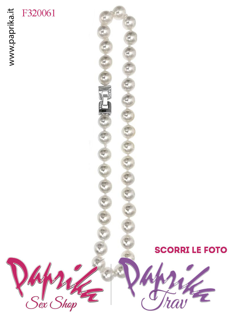 Collana Lunga 46/48 cm Perle Ø 12 mm Gioiello Rettangolare Strass Apertura Rapida Collana Lunga 46/48 cm Perle Ø 12 mm Gioiello Rettangolare Strass Apertura Rapida