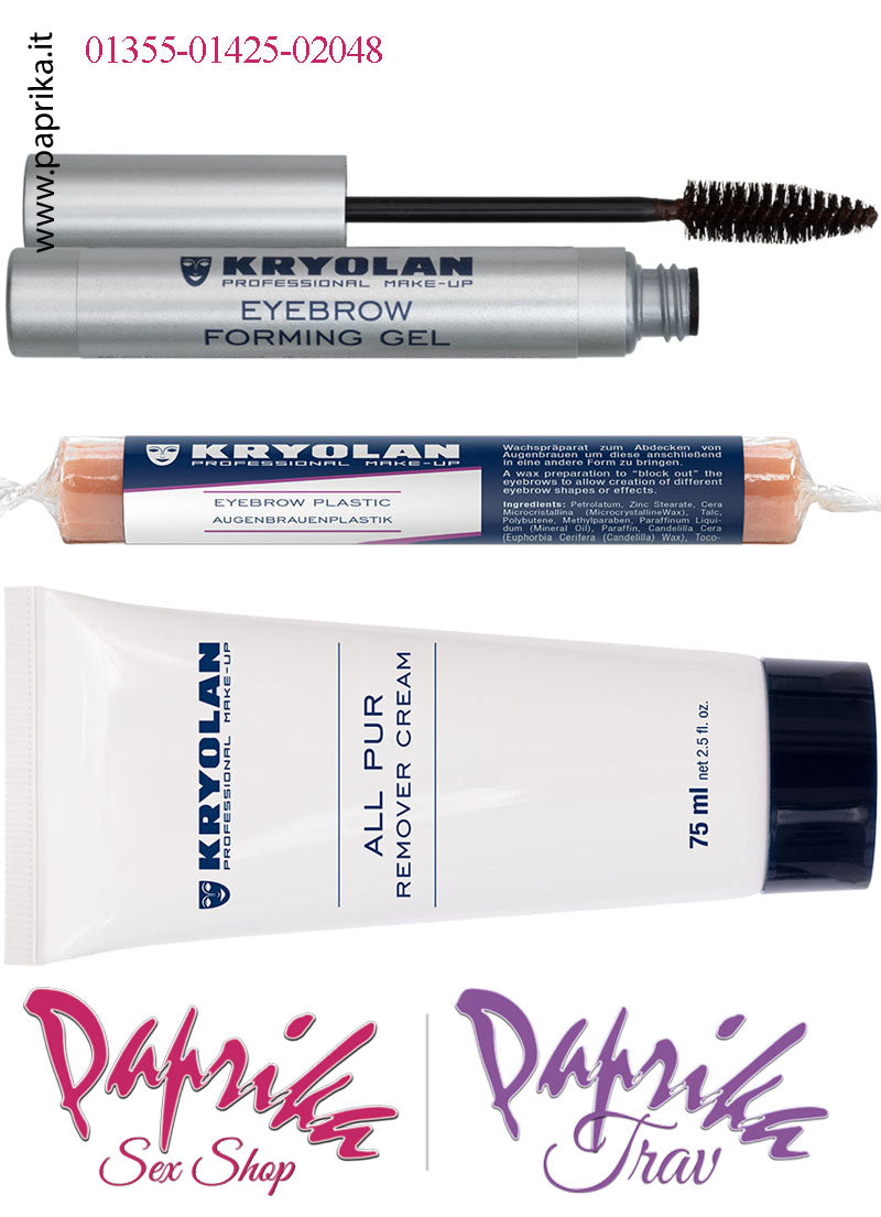 Kit Copertura Sopracciglia Kryolan 3 Pezzi Pasta Coprente Fissante Struccante Kit Copertura Sopracciglia Kryolan 3 Pezzi Pasta Coprente Fissante Struccante