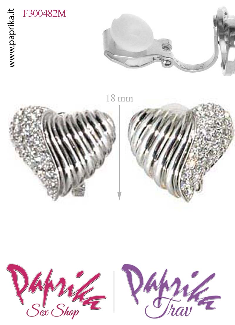 Orecchini Forma Cuore 18 mm Clip Bigiotteria Tempestati Piccoli Strass Orecchini Forma Cuore 18 mm Clip Bigiotteria Tempestati Piccoli Strass