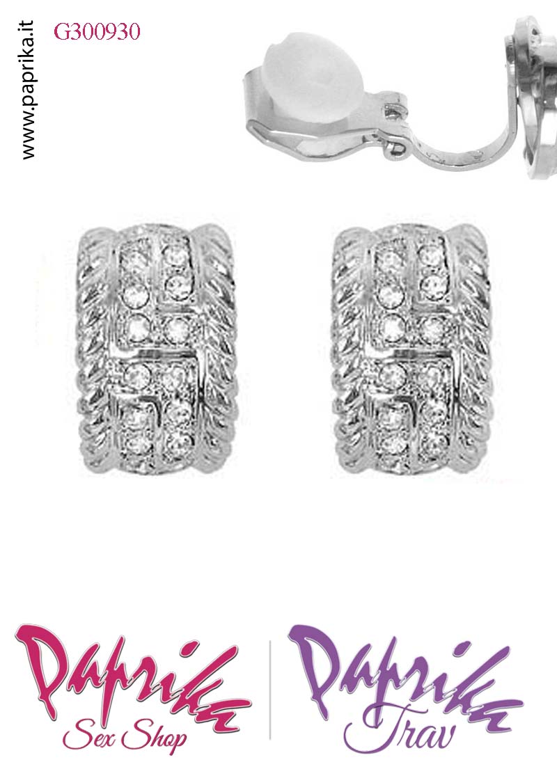 Orecchini Rettangolari 19 mm Clip Bigiotteria Tempestati Piccoli Strass Orecchini Rettangolari 19 mm Clip Bigiotteria Tempestati Piccoli Strass