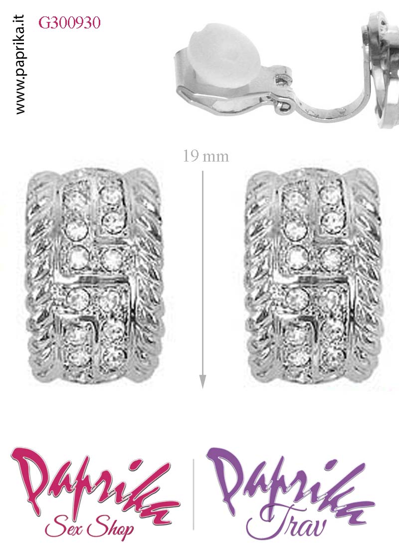 Orecchini Rettangolari 19 mm Clip Bigiotteria Tempestati Piccoli Strass Orecchini Rettangolari 19 mm Clip Bigiotteria Tempestati Piccoli Strass