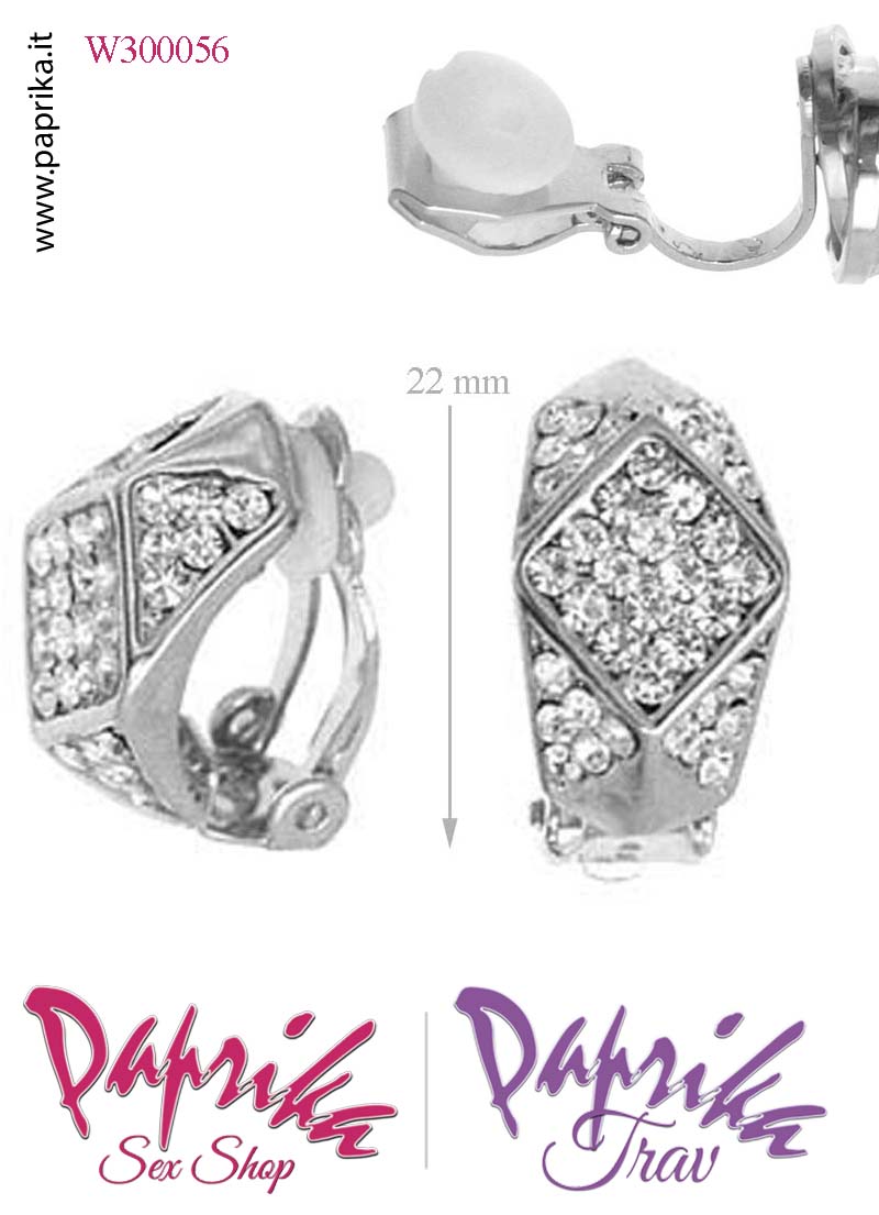 Orecchini Piccoli 22 mm Clip Bigiotteria Tempestati Piccoli Strass Orecchini Piccoli 22 mm Clip Bigiotteria Tempestati Piccoli Strass