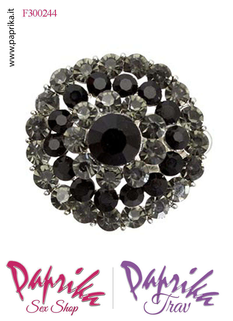 Orecchini Clip Bigiotteria Fiore Rotondo Strass Grande Ø 23 mm Orecchini Clip Bigiotteria Fiore Rotondo Strass Grande Ø 23 mm