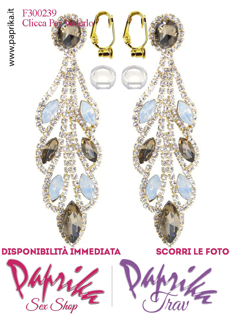 Orecchini Pendenti Lunghi Strass Oro Metallo Perno Clip Omaggio Orecchini Pendenti Lunghi Strass Oro Metallo Perno Clip Omaggio