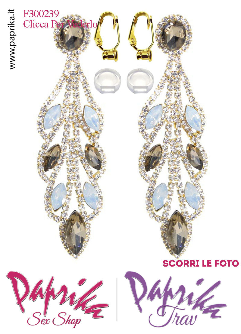 Orecchini Pendenti Lunghi Strass Oro Metallo Perno Clip Omaggio Orecchini Pendenti Lunghi Strass Oro Metallo Perno Clip Omaggio