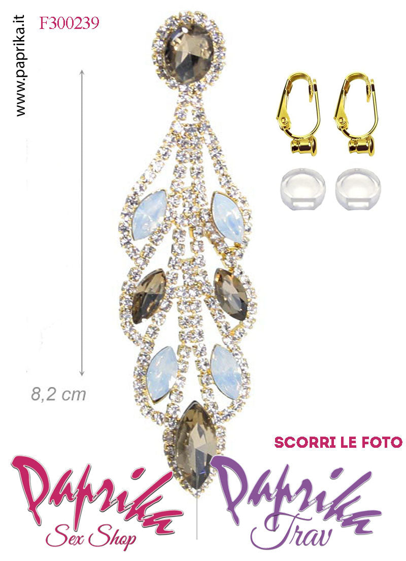 Orecchini Pendenti Lunghi Strass Oro Metallo Perno Clip Omaggio Orecchini Pendenti Lunghi Strass Oro Metallo Perno Clip Omaggio