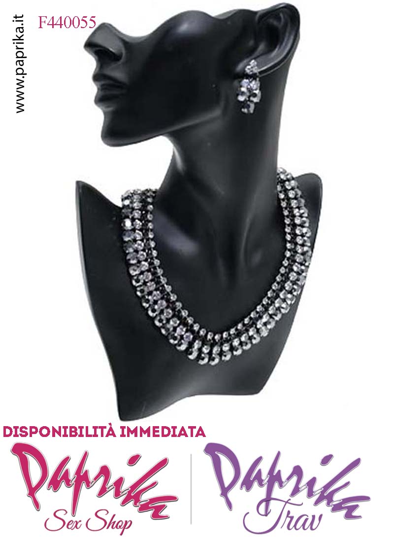 Parure Bigiotteria Collana Girocollo Orecchini Strass 2 Colori Abbinati Parure Bigiotteria Collana Girocollo Orecchini Strass 2 Colori Abbinati