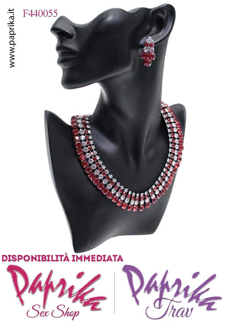 Parure Bigiotteria Collana Girocollo Orecchini Strass 2 Colori Abbinati Parure Bigiotteria Collana Girocollo Orecchini Strass 2 Colori Abbinati