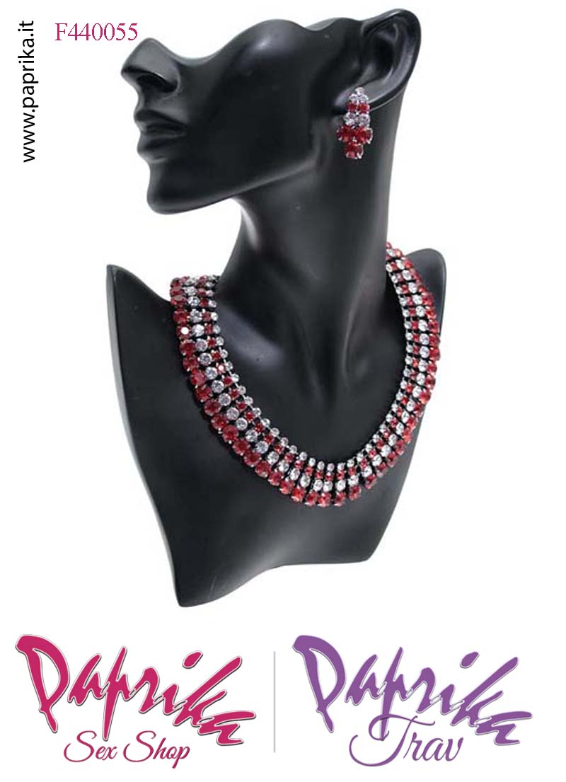 Parure Bigiotteria Collana Girocollo Orecchini Strass 2 Colori Abbinati Parure Bigiotteria Collana Girocollo Orecchini Strass 2 Colori Abbinati