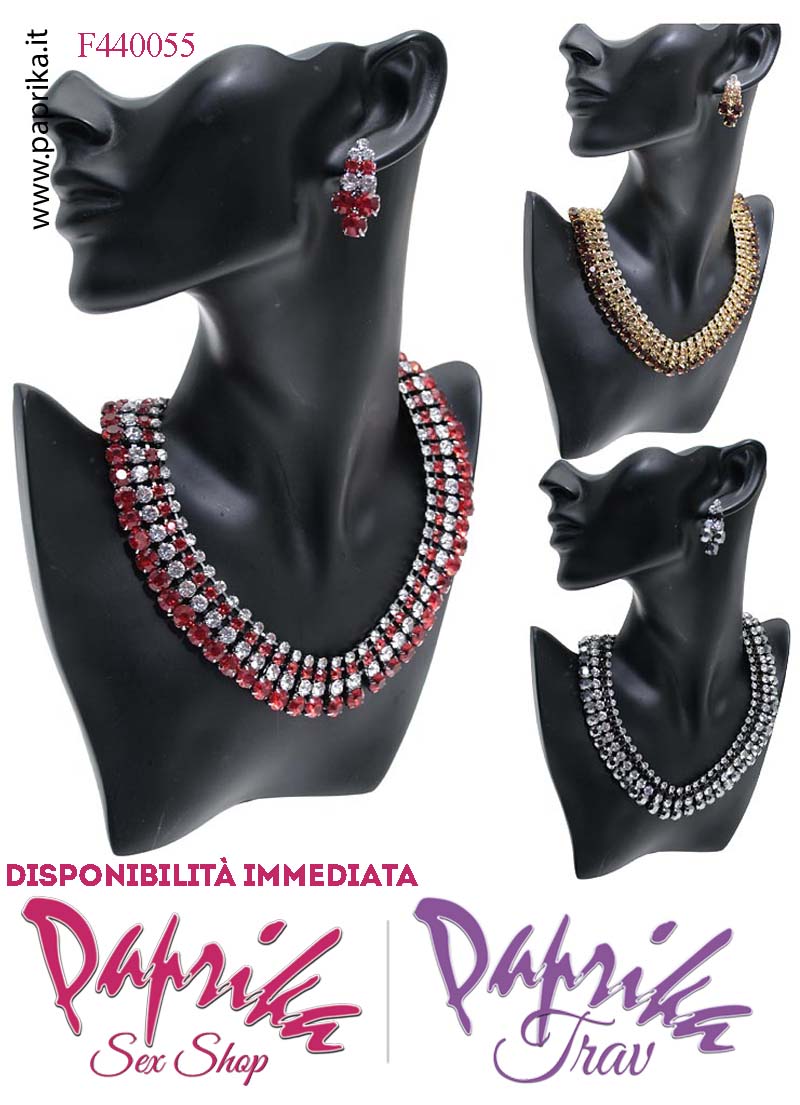 Parure Bigiotteria Collana Girocollo Orecchini Strass 2 Colori Abbinati Parure Bigiotteria Collana Girocollo Orecchini Strass 2 Colori Abbinati