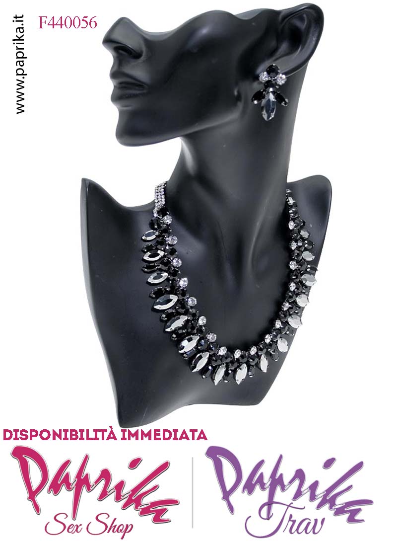Parure Bigiotteria Collana Girocollo Strass Ovali Orecchini Pendenti Parure Bigiotteria Collana Girocollo Strass Ovali Orecchini Pendenti
