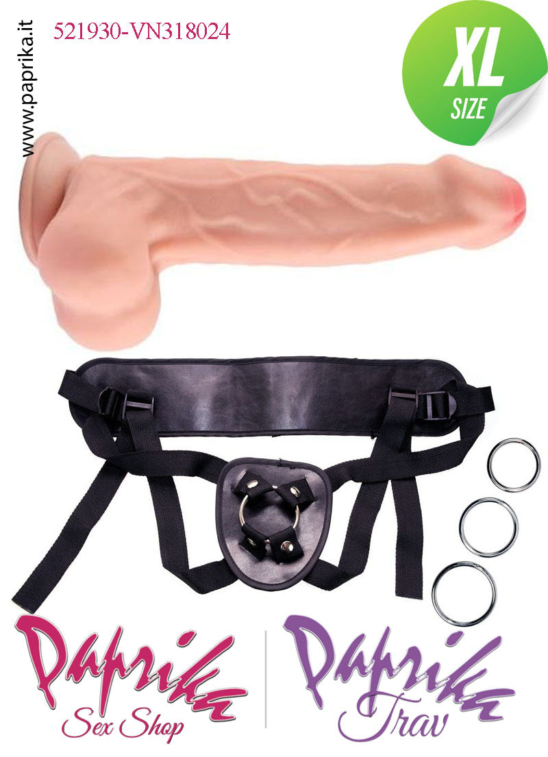 Strap-On Fallo XL Pelle Mobile Non Vibrante 23 cm Ø 50 Mutanda 3 Anelli Acciaio Strap-On Fallo XL Pelle Mobile Non Vibrante 23 cm Ø 50 Mutanda 3 Anelli Acciaio