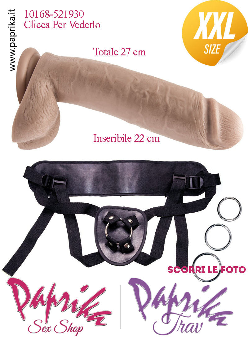 Strap-On XXL Non Vibrante 22/27 cm Ø 62 Mutanda 3 Anelli Acciaio Strap-On XXL Non Vibrante 22/27 cm Ø 62 Mutanda 3 Anelli Acciaio