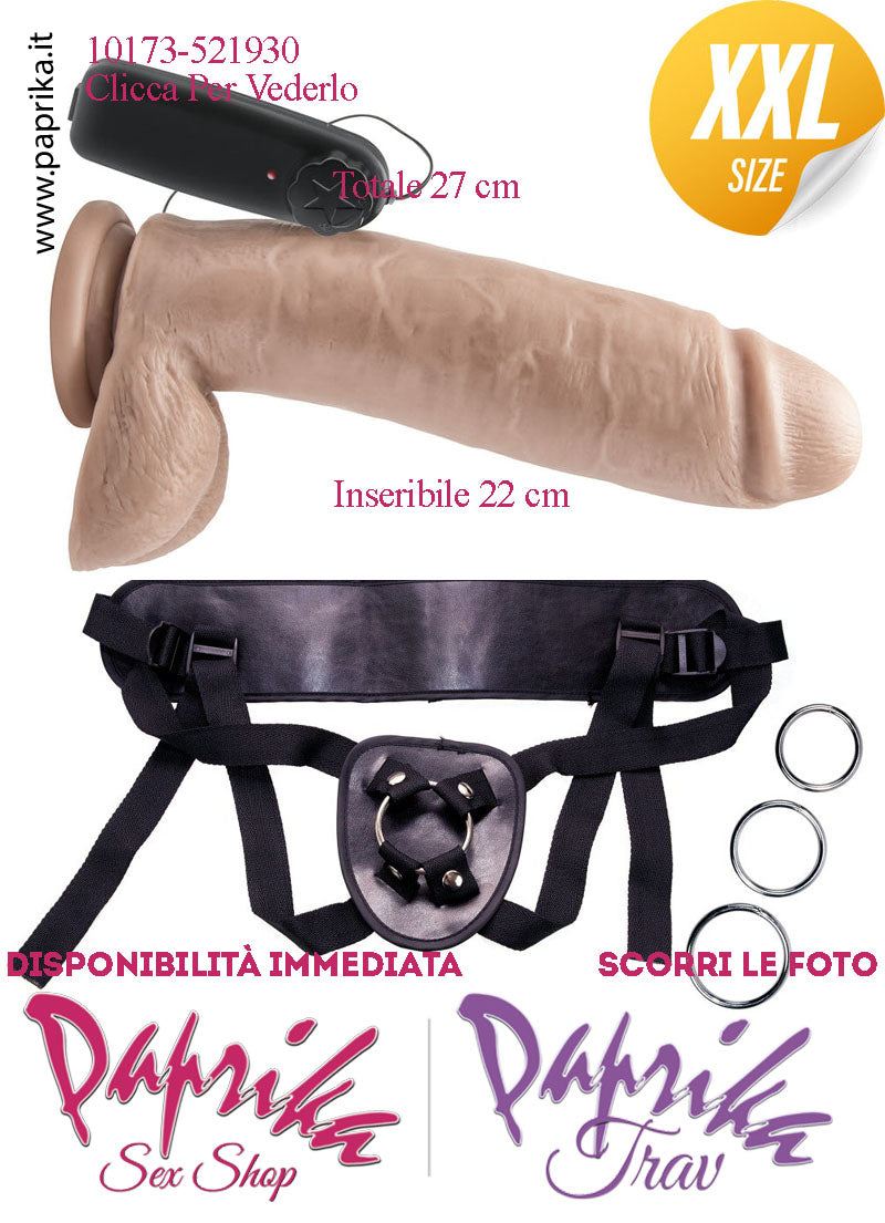 Strap-On XXL Vibrante Pile 22/27 cm Ø 62 Mutanda 3 Anelli Acciaio Strap-On XXL Vibrante Pile 22/27 cm Ø 62 Mutanda 3 Anelli Acciaio