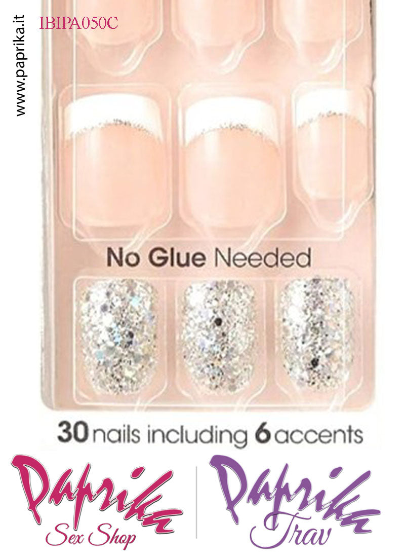 Unghie Finte Unisex Autoincollanti Biadesivo Nudo French Glitterato 30 Pz. Unghie Finte Unisex Autoincollanti Biadesivo Nudo French Glitterato 30 Pz.