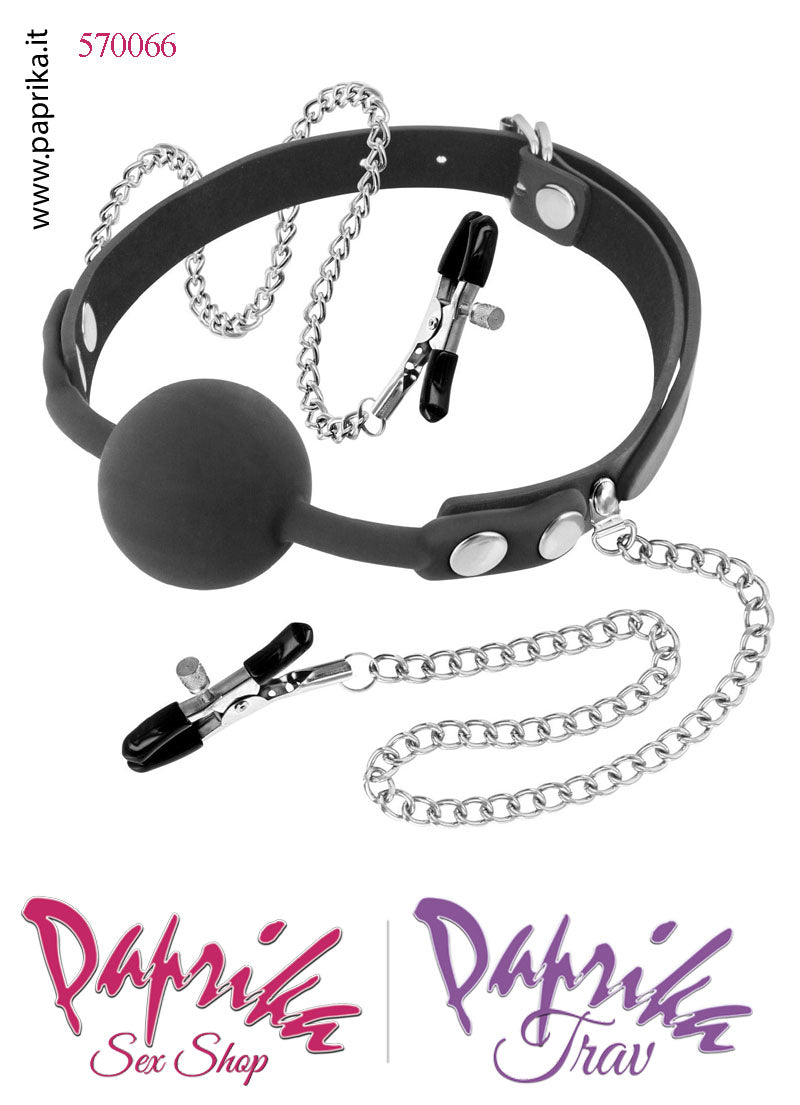 Gag Bocca Pallina Piena Silicone Pinzette Regolabili Capezzoli Bdsm Fetish Gag Bocca Pallina Piena Silicone Pinzette Regolabili Capezzoli Bdsm Fetish