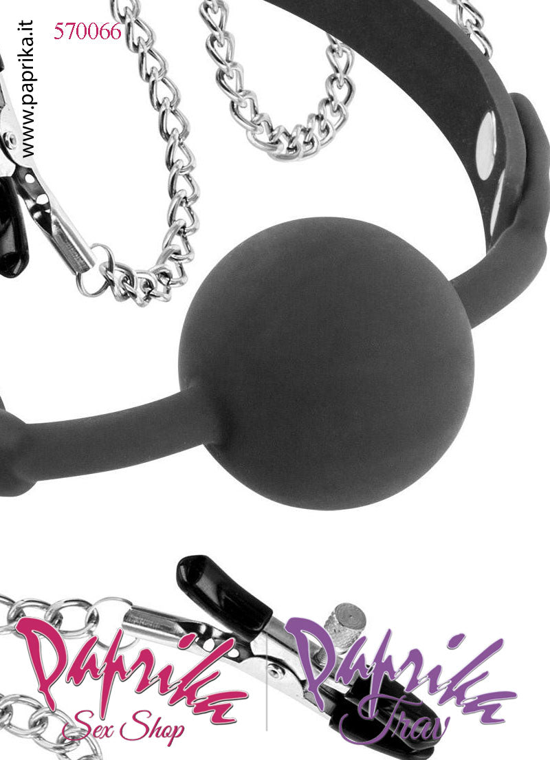 Gag Bocca Pallina Piena Silicone Pinzette Regolabili Capezzoli Bdsm Fetish Gag Bocca Pallina Piena Silicone Pinzette Regolabili Capezzoli Bdsm Fetish