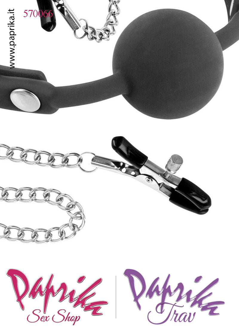 Gag Bocca Pallina Piena Silicone Pinzette Regolabili Capezzoli Bdsm Fetish Gag Bocca Pallina Piena Silicone Pinzette Regolabili Capezzoli Bdsm Fetish