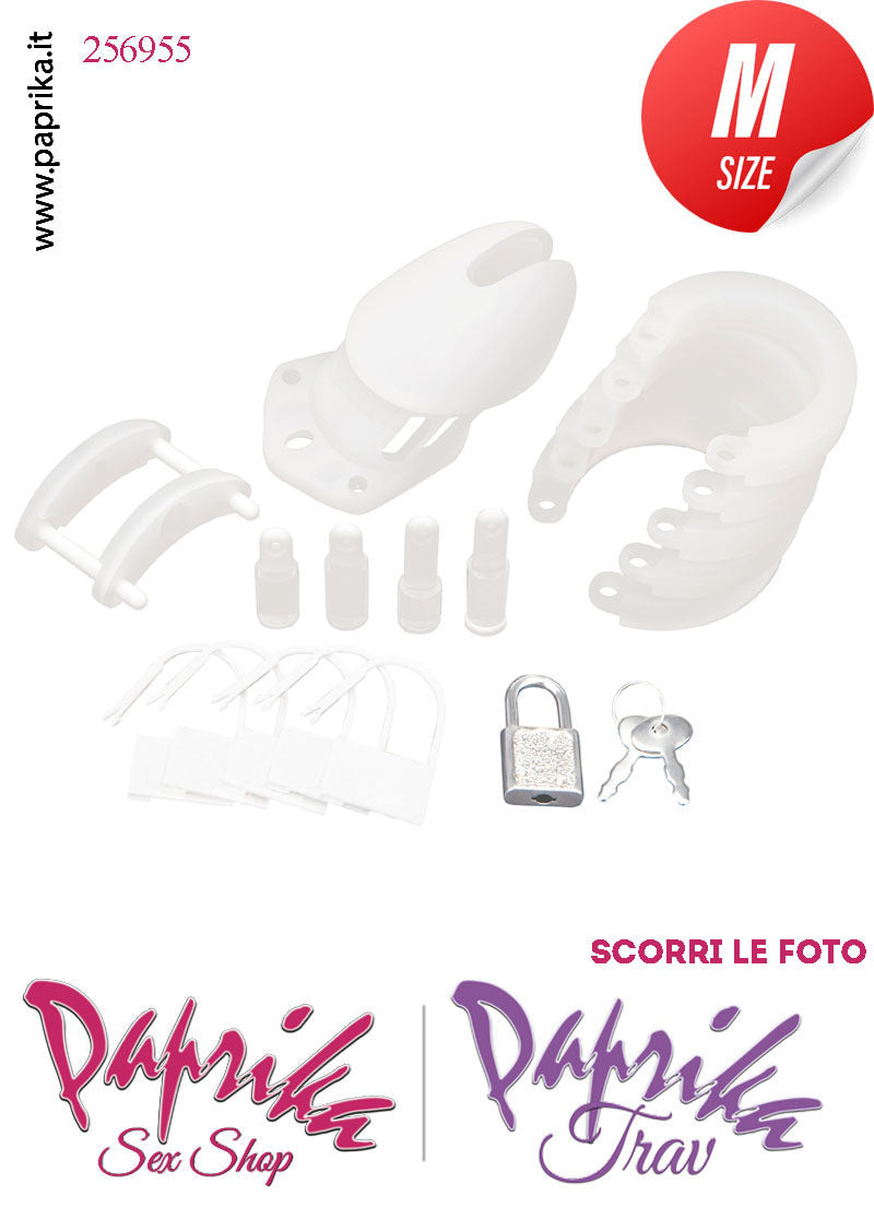 Cintura Di Castità Maschile Chastity Cage Silicone Bianco Lucchetto Metallo Cintura Di Castità Maschile Chastity Cage Silicone Bianco Lucchetto Metallo