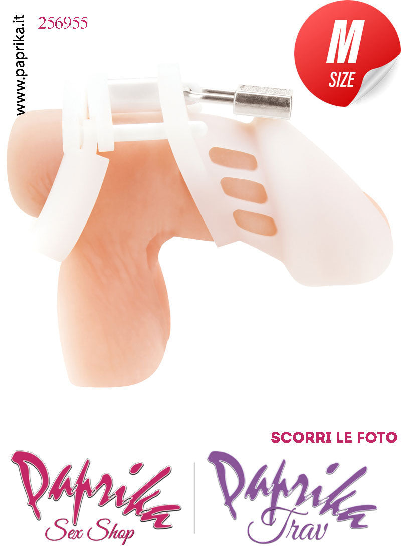 Cintura Di Castità Maschile Chastity Cage Silicone Bianco Lucchetto Metallo Cintura Di Castità Maschile Chastity Cage Silicone Bianco Lucchetto Metallo