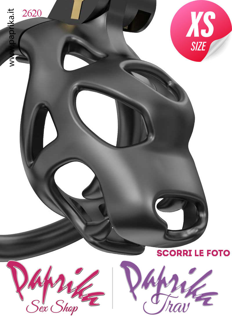 Cintura Di Castità Maschile Extra Small PC07 Dog Chastity Cage Abs Traforato 5 Anelli Cintura Di Castità Maschile Extra Small PC07 Dog Chastity Cage Abs Traforato 5 Anelli