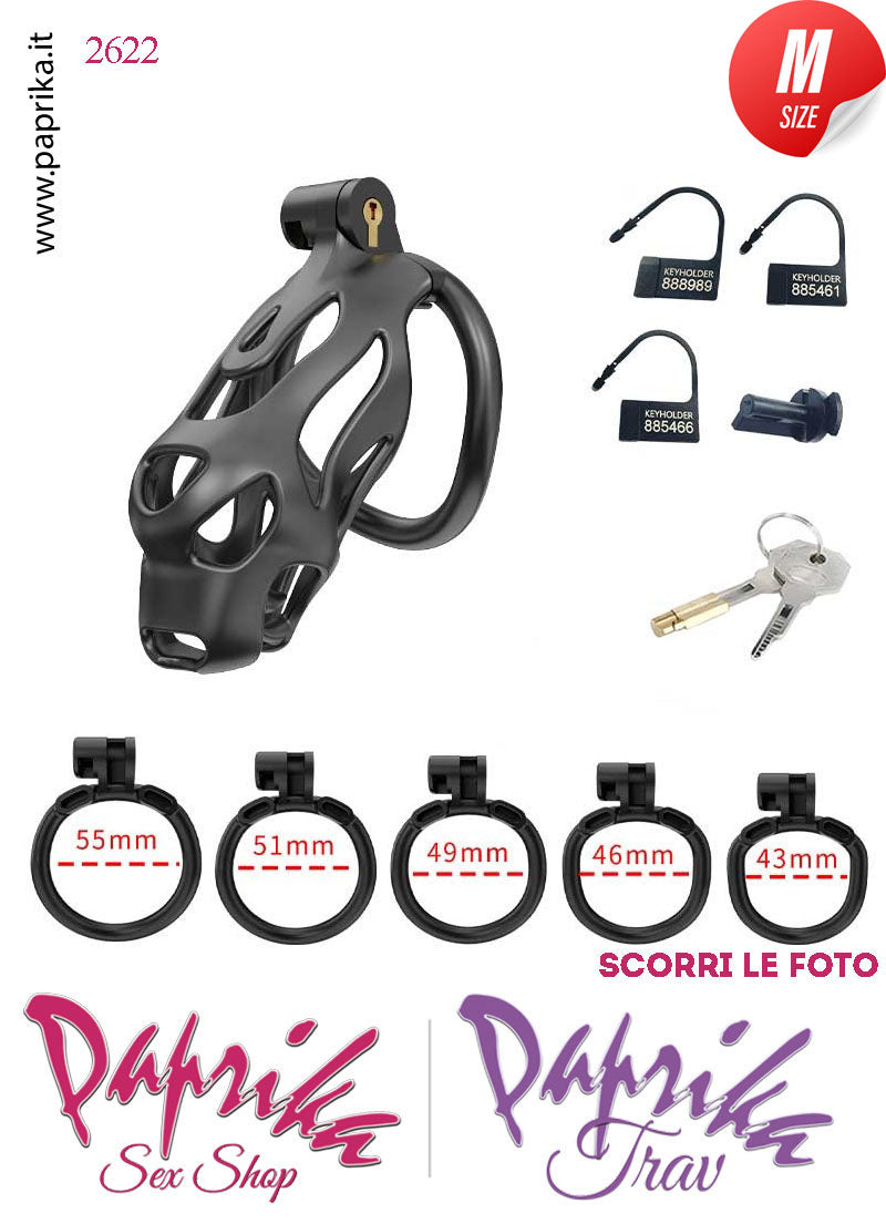 Cintura Di Castità Maschile Medium PC07 Dog Chastity Cage Abs Traforato 5 Anelli Cintura Di Castità Maschile Medium PC07 Dog Chastity Cage Abs Traforato 5 Anelli