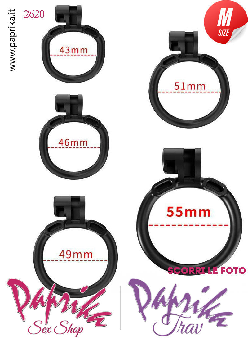 Cintura Di Castità Maschile Medium PC07 Dog Chastity Cage Abs Traforato 5 Anelli Cintura Di Castità Maschile Medium PC07 Dog Chastity Cage Abs Traforato 5 Anelli