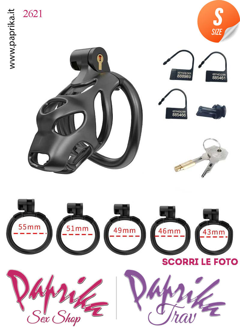 Cintura Di Castità Maschile Small PC07 Dog Chastity Cage Abs Traforato 5 Anelli Cintura Di Castità Maschile Small PC07 Dog Chastity Cage Abs Traforato 5 Anelli