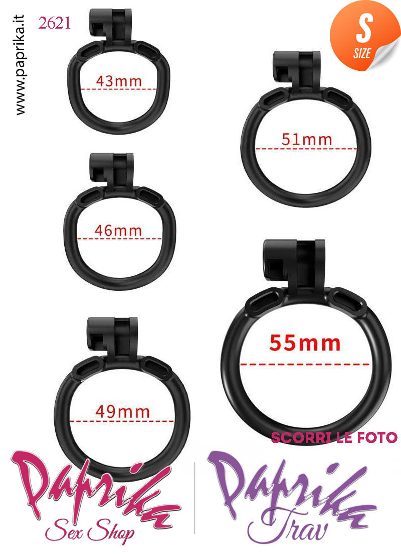 Cintura Di Castità Maschile Small PC07 Dog Chastity Cage Abs Traforato 5 Anelli Cintura Di Castità Maschile Small PC07 Dog Chastity Cage Abs Traforato 5 Anelli