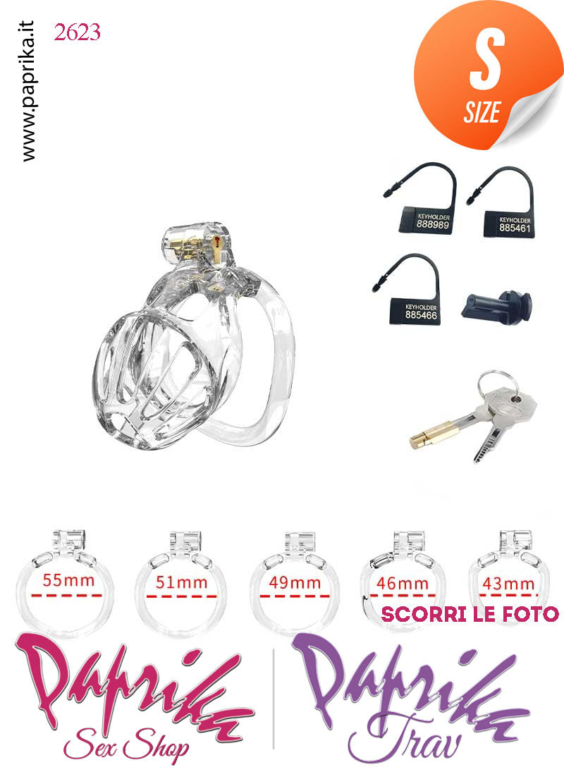 Cintura Di Castità Maschile Small PC08 Chastity Cage Abs Apertura Lunghe 5 Anelli Cintura Di Castità Maschile Small PC08 Chastity Cage Abs Apertura Lunghe 5 Anelli