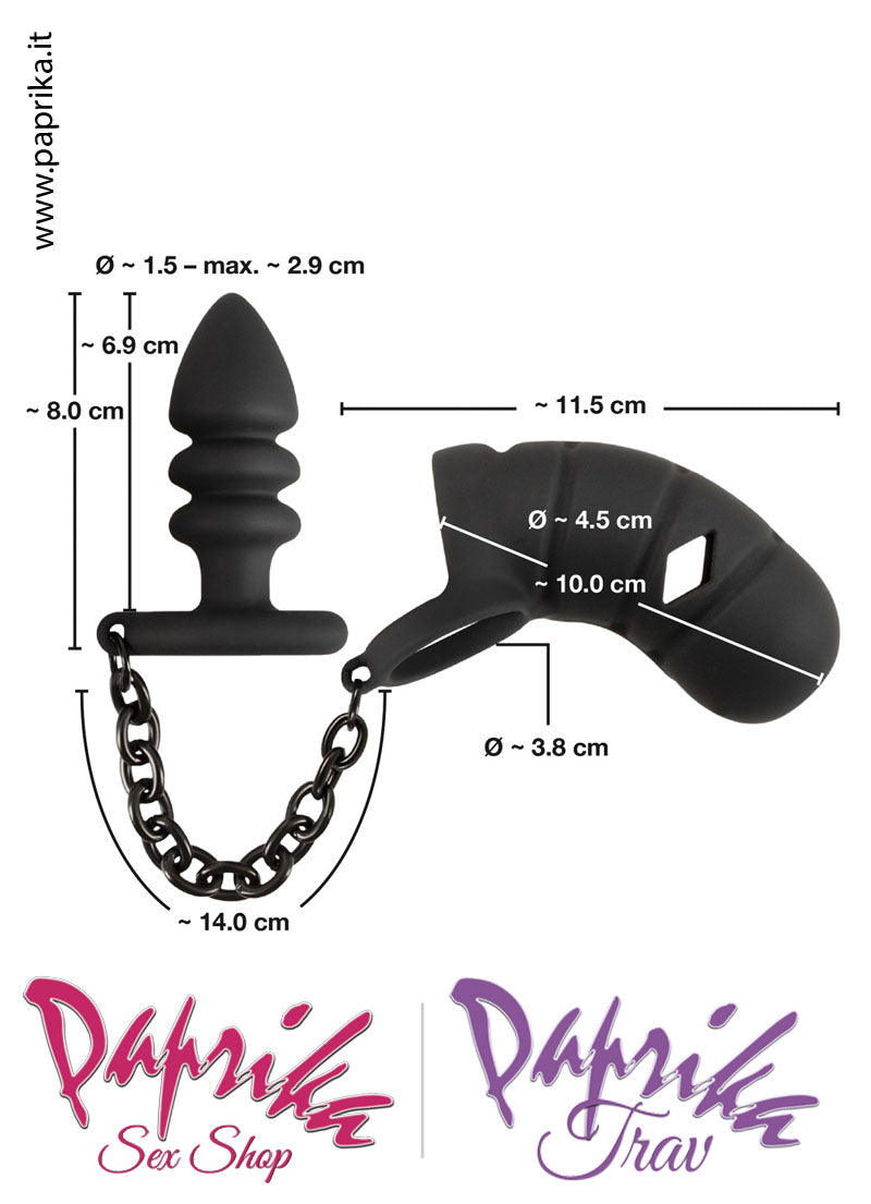 Cintura Di Castità Maschile Plug Catenella Cock Cage Corta Silicone Cintura Di Castità Maschile Plug Catenella Cock Cage Corta Silicone