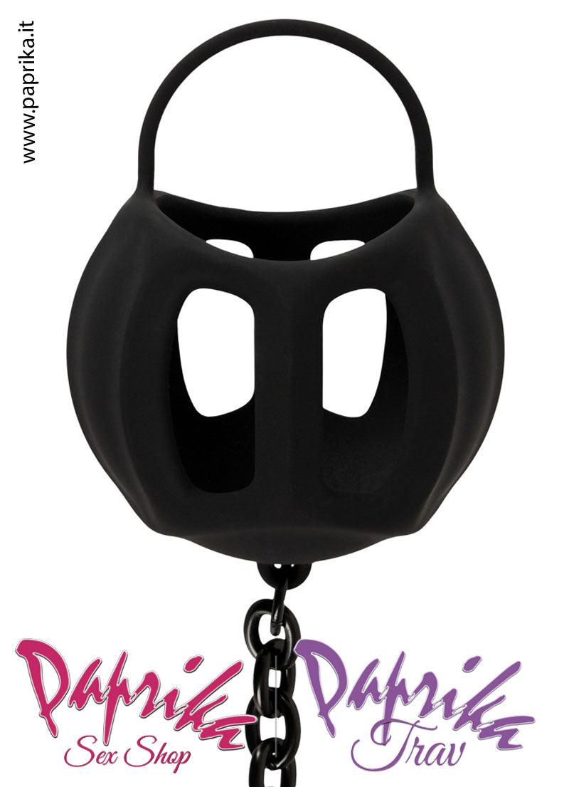 Cintura Di Castità Testicoli Plug Catenella Ball Cage Corta Silicone Cintura Di Castità Testicoli Plug Catenella Ball Cage Corta Silicone
