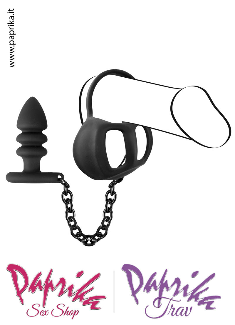 Cintura Di Castità Testicoli Plug Catenella Ball Cage Corta Silicone Cintura Di Castità Testicoli Plug Catenella Ball Cage Corta Silicone