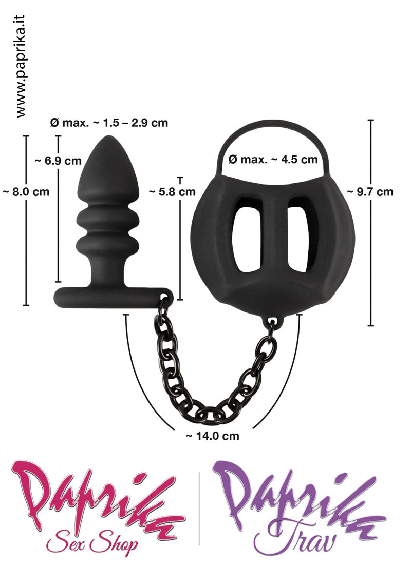 Cintura Di Castità Testicoli Plug Catenella Ball Cage Corta Silicone Cintura Di Castità Testicoli Plug Catenella Ball Cage Corta Silicone
