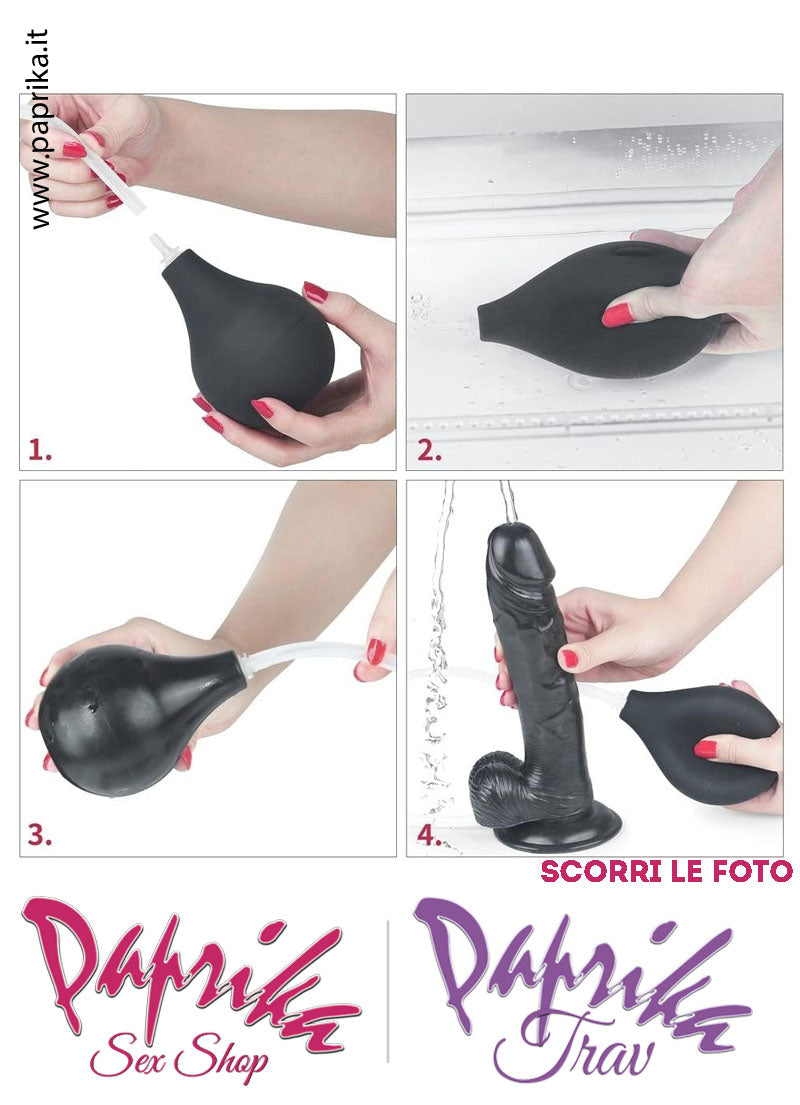 Fallo Testicoli TPE Nero Non Vibrante Eiaculazione Squirting 23 cm Ø 50 Unisex Ventosa Fallo Testicoli TPE Nero Non Vibrante Eiaculazione Squirting 23 cm Ø 50 Unisex Ventosa