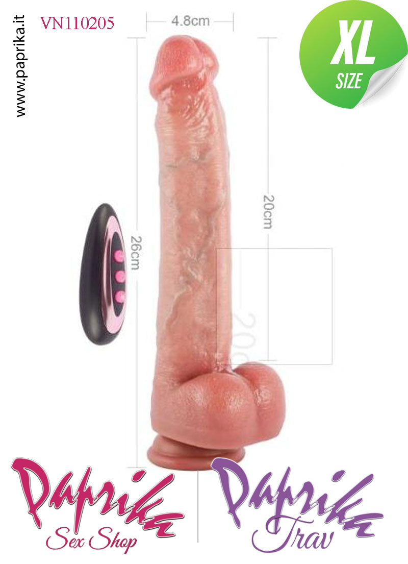 Fallo Su e Giù Vibrante Ventosa Telecomandato Silicone 26 cm Ø 48 Fallo Su e Giù Vibrante Ventosa Telecomandato Silicone 26 cm Ø 48