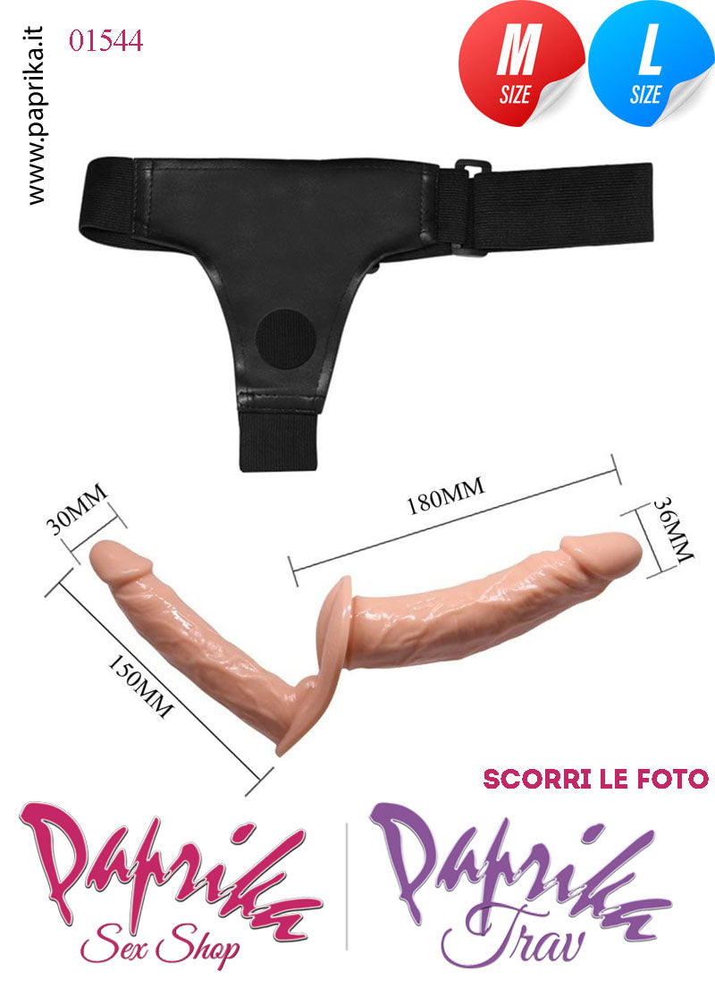 Strap-On Doppio Large TPR Morbido Non Vibrante Mutanda Regolabile Strap-On Doppio Large TPR Morbido Non Vibrante Mutanda Regolabile