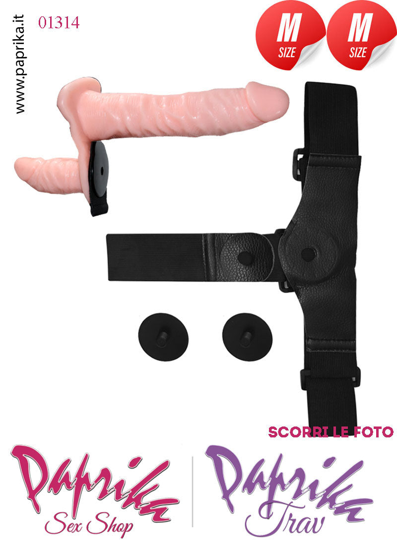 Strap-On Doppio Medium TPR Morbido Vibrante Mutanda Regolabile Strap-On Doppio Medium TPR Morbido Vibrante Mutanda Regolabile