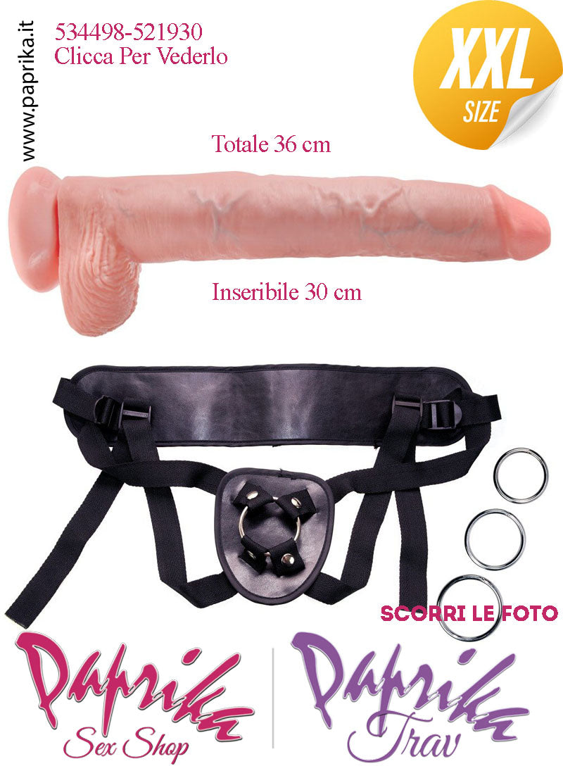 Strap-On Fallo XXL Non Vibrante 30/36 cm Ø 60 Mutanda 3 Anelli Acciaio Strap-On Fallo XXL Non Vibrante 30/36 cm Ø 60 Mutanda 3 Anelli Acciaio