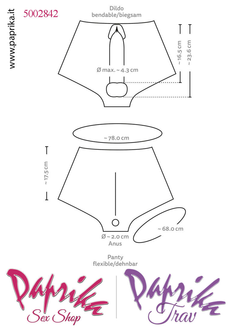 Strap-On Mutanda Silicone Aderente Fallo Pieno Flessibile 19 cm Ø 42 Anima Interna Strap-On Mutanda Silicone Aderente Fallo Pieno Flessibile 19 cm Ø 42 Anima Interna