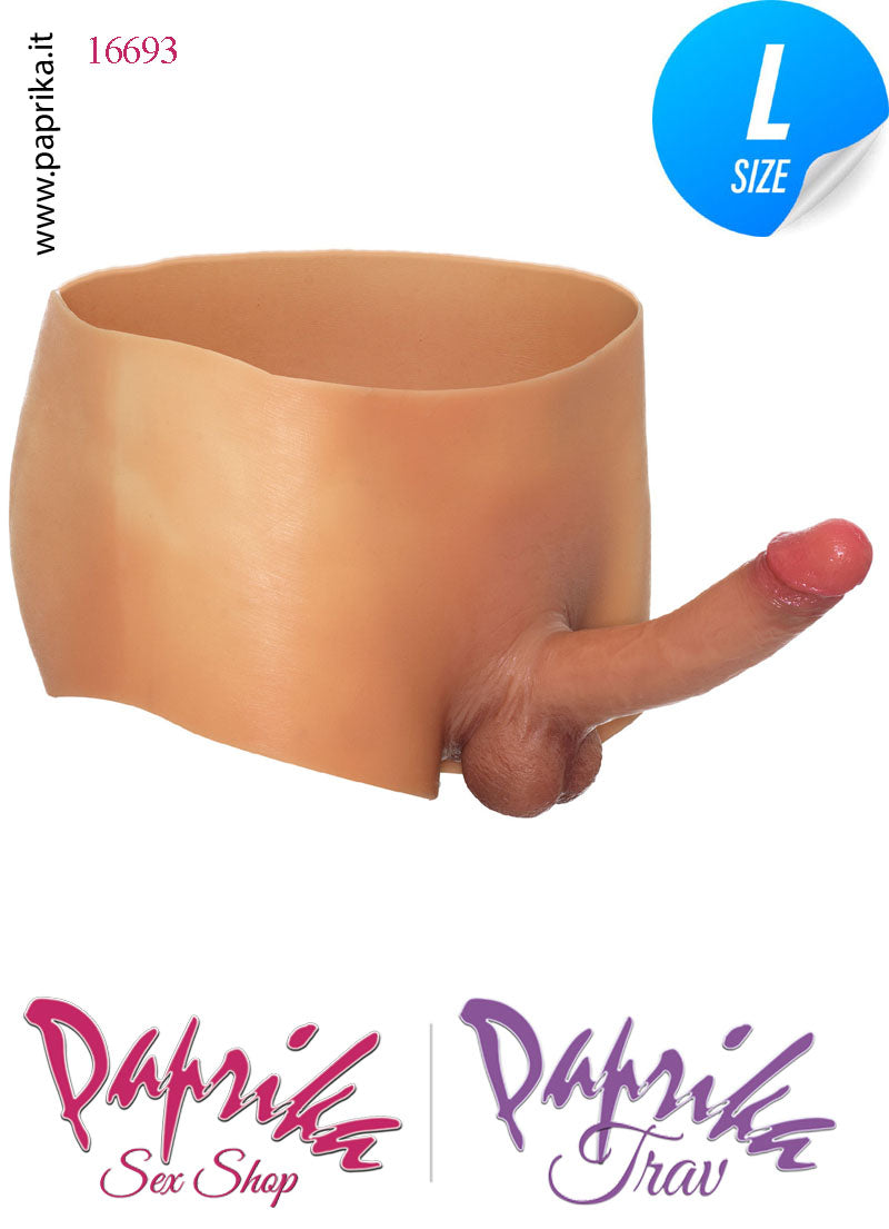 Strap-On Mutanda Silicone Aderente Fallo Pieno Flessibile 18 cm Ø 38 Non Vibrante Strap-On Mutanda Silicone Aderente Fallo Pieno Flessibile 18 cm Ø 38 Non Vibrante