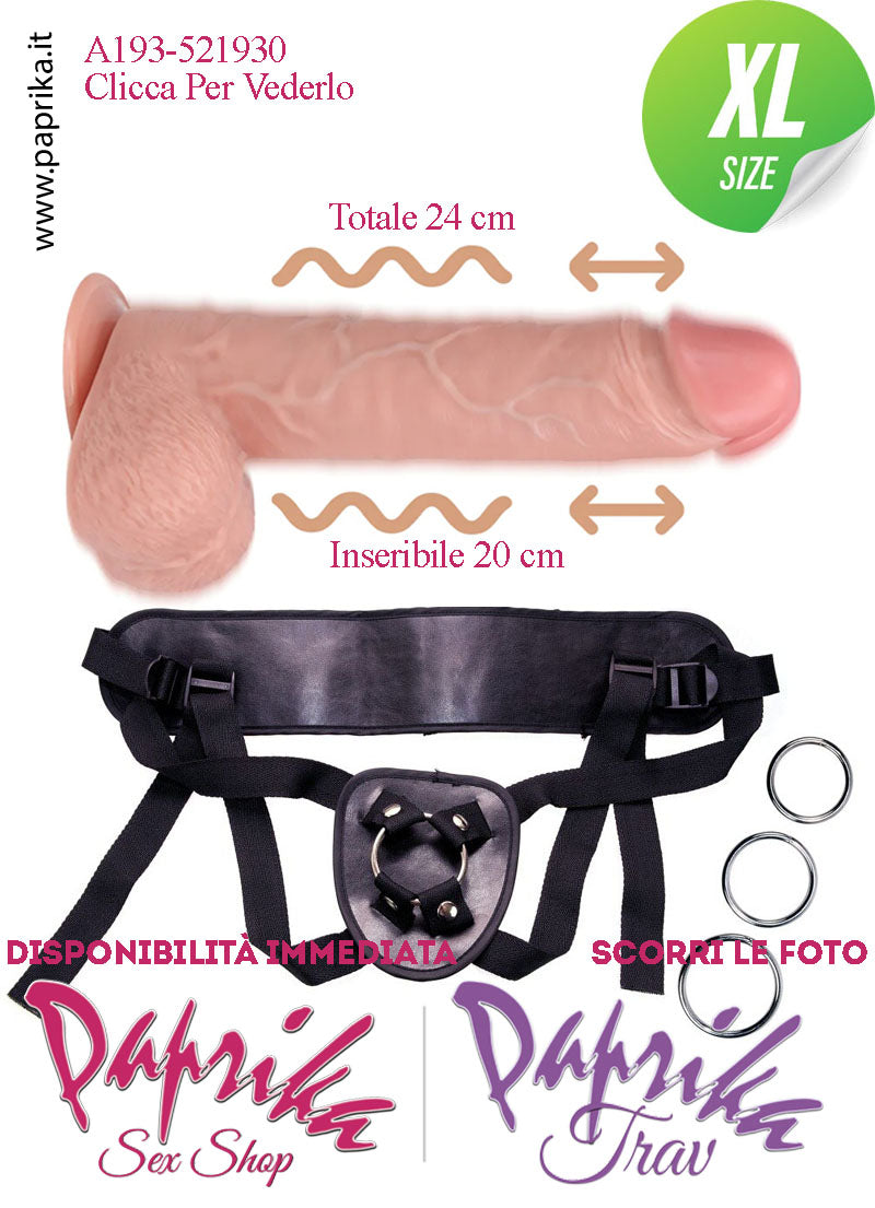Strap-On Fallo XL Su e Giù e Vibrante 21 cm Ø 45 Pvc Anelli Acciaio & Gomma Strap-On Fallo XL Su e Giù e Vibrante 21 cm Ø 45 Pvc Anelli Acciaio & Gomma