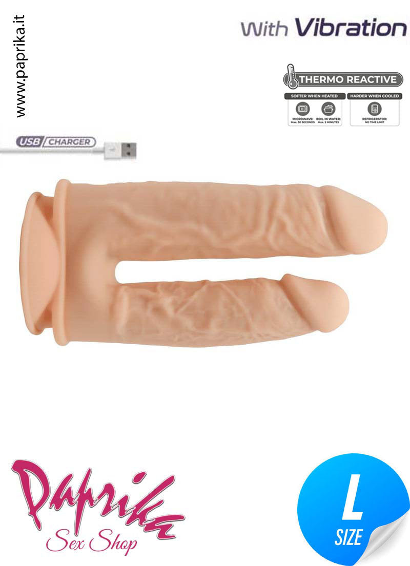 Fallo Doppio Vibrante 15/18 cm Ø 33/40 Ventosa Ricarica Usb Fallo Doppio Vibrante 15/18 cm Ø 33/40 Ventosa Ricarica Usb