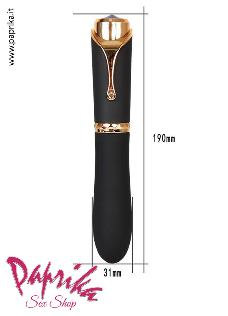 Vibratore Penna Stilografica Silicone Nero Gioiello Blu 10 Velocità Vibratore Penna Stilografica Silicone Nero Gioiello Blu 10 Velocità