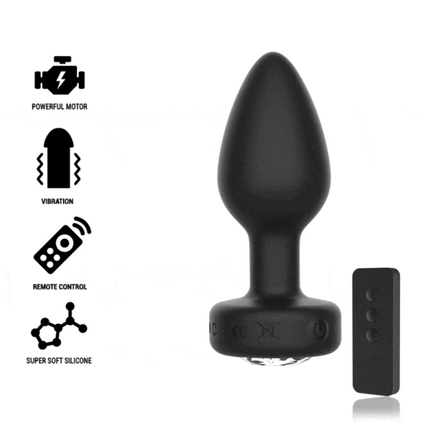 Plug Anale Vibrante Telecomando Gioiello Strass 8 cm Ø 28 Silicone
