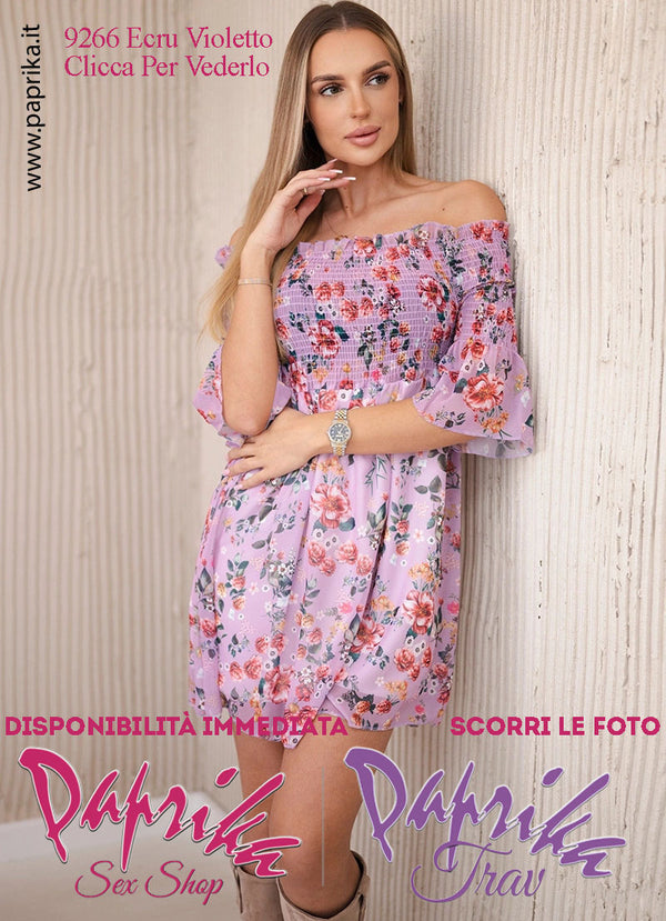 Abito Sexy Corto Violetto Leggero Mezze Maniche Arricciatura Superiore