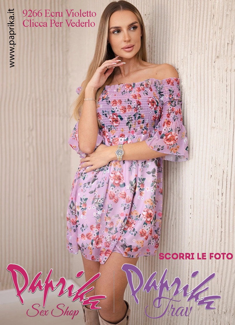 Abito Sexy Corto Violetto Leggero Mezze Maniche Arricciatura Superiore